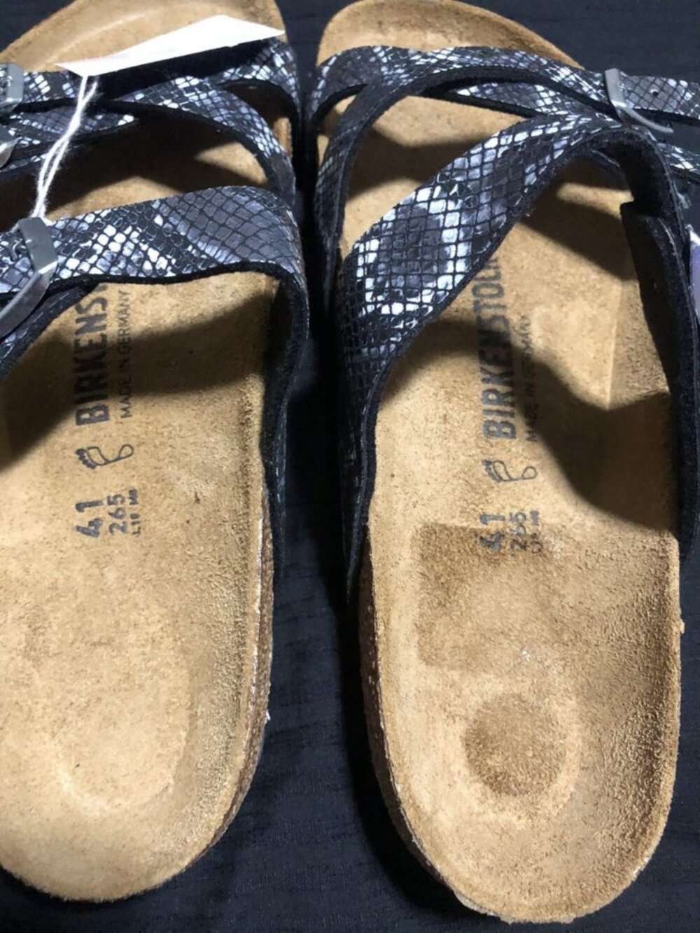 Birkenstock Women's Franca Python Birko-Flor Sandals Black Size-EU-41/US-10 NWOB - Picture 3 of 5